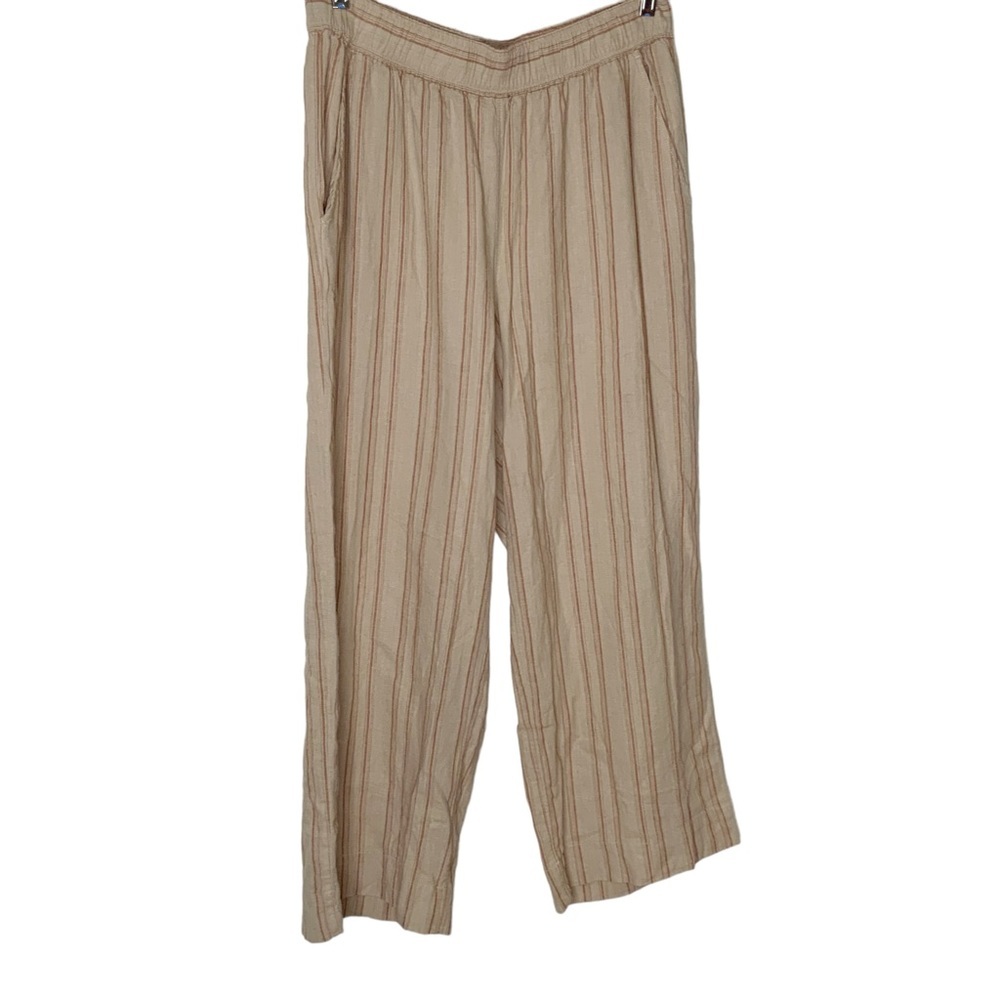 Jones & Co, tan stripe linen blend pants. Size L